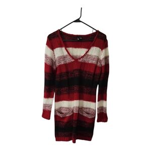 Ultra Flirt V-Neck Sweater - Red, Black, Cream